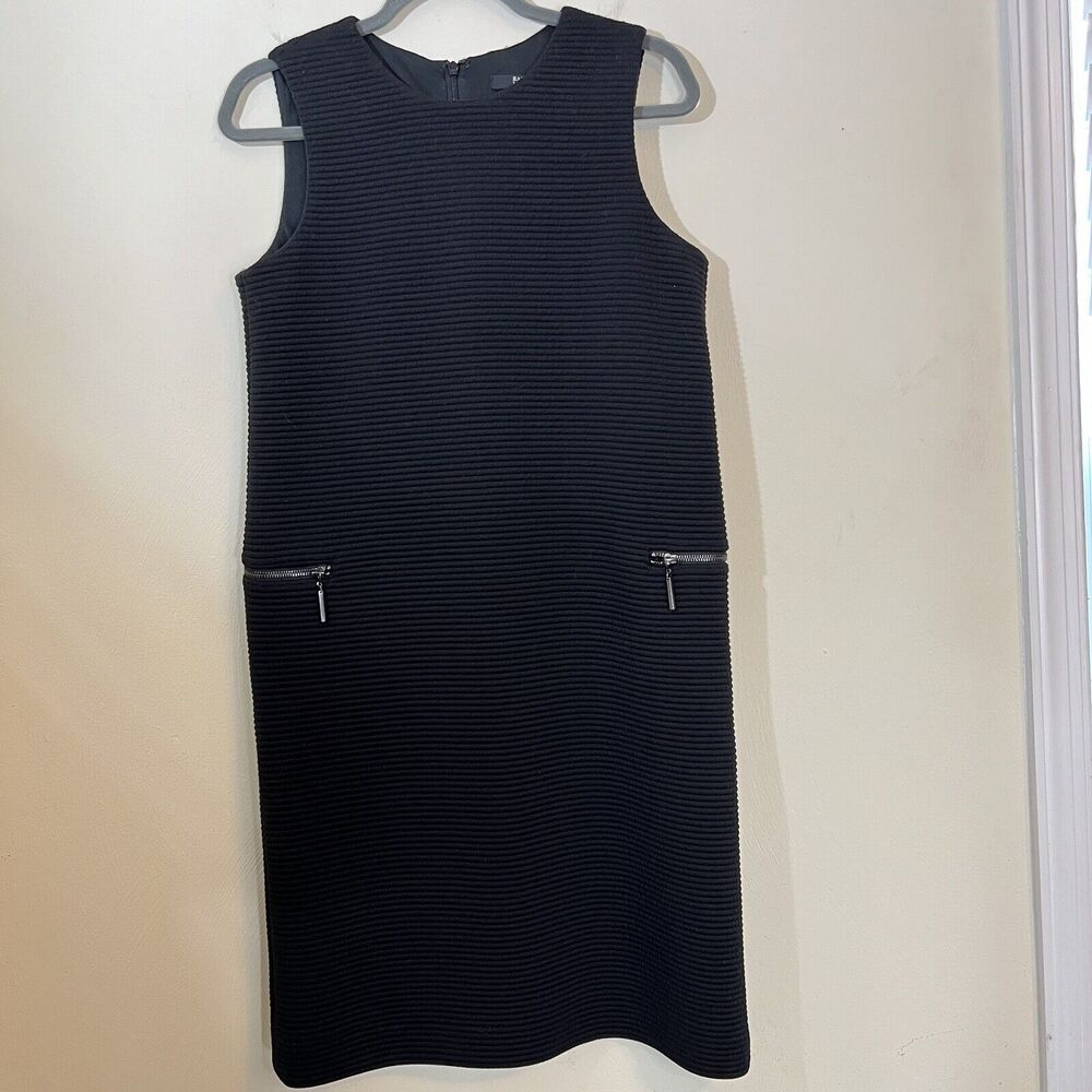 Badgley Mischka Black Sleeveless Sheath Cocktail Dress Sz Small Ribbed